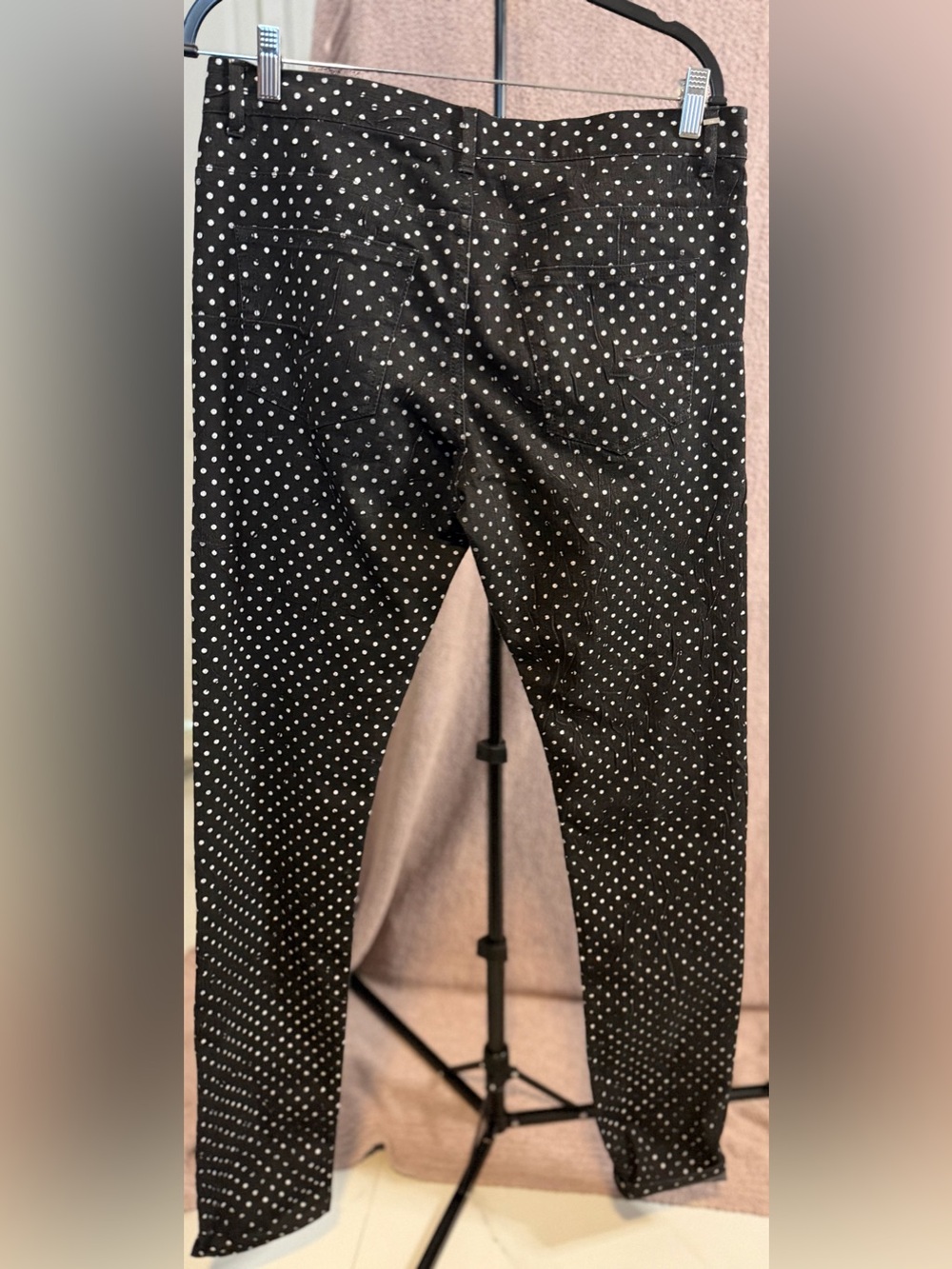 Dior Homme Distressed Dot Print Black Skinny Jeans Size 32 Made in Italy - Picture 2 of 9